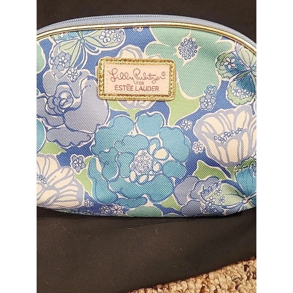 *‎ LILLY PULITZER For Estee Lauder -BLUE -Cosmetic -Makeup -Bag